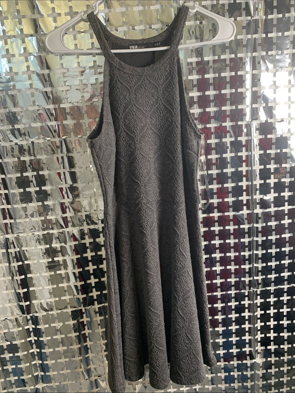 INA Textured Knit Midi Dress in Charcoal